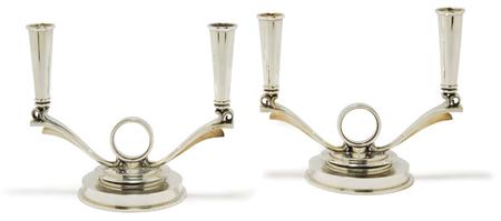 Appraisal: Pair of Georg Jensen Sterling Silver Two-Light Candelabra Estimate -