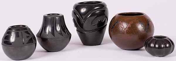 Appraisal: Santa Clara Pueblo Blackware Pots Plus American a group of