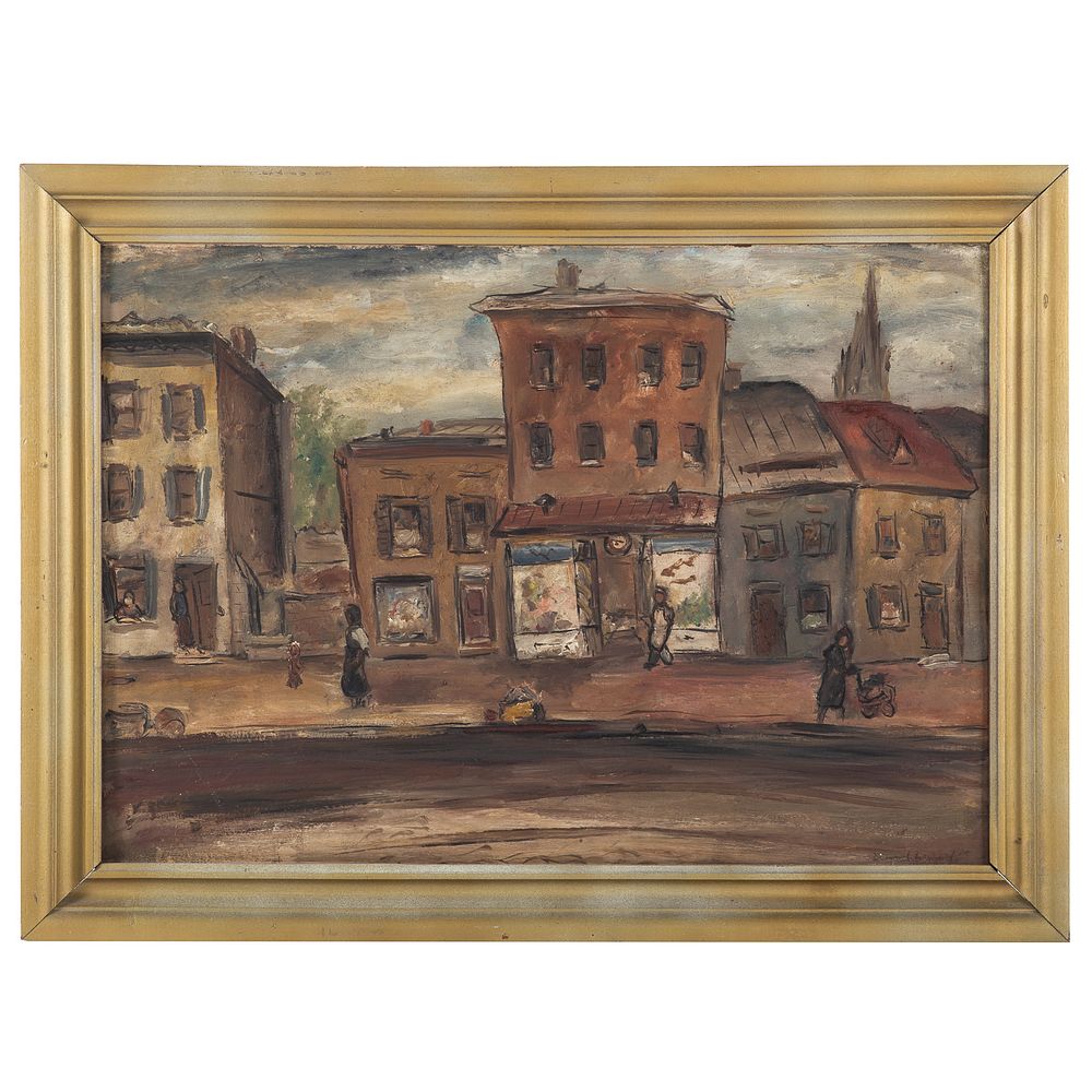 Appraisal: Edward Rosenfeld Clay Street oil on board American - Signed