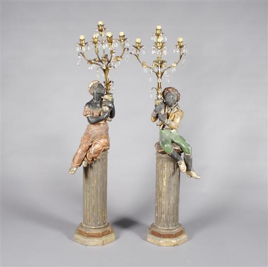 Appraisal: A Pair of Blackamoor Torcheres Height inches