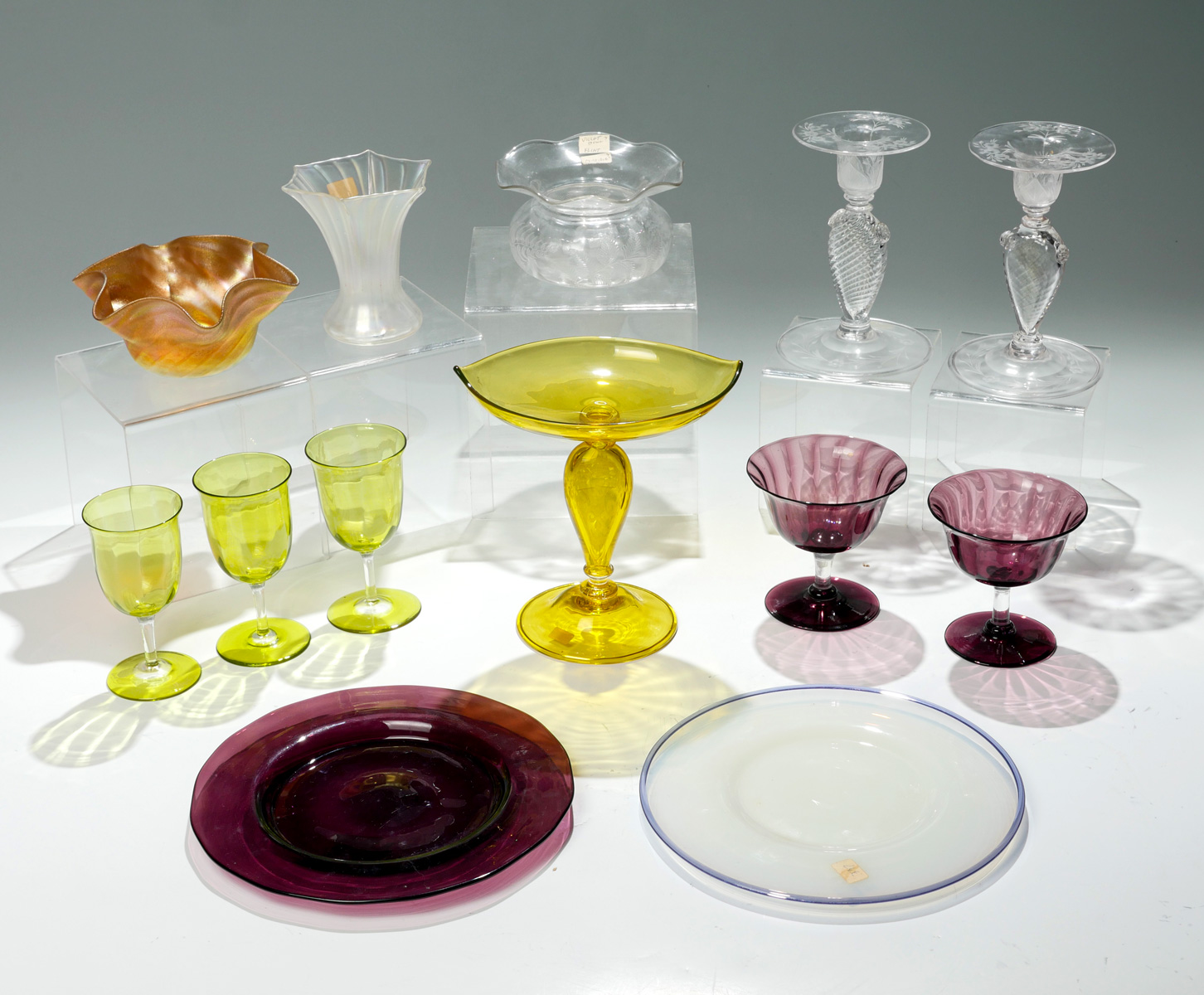 Appraisal: PIECE STEUBEN ART GLASS COLLECTION Comprising - Amethyst sherberts -