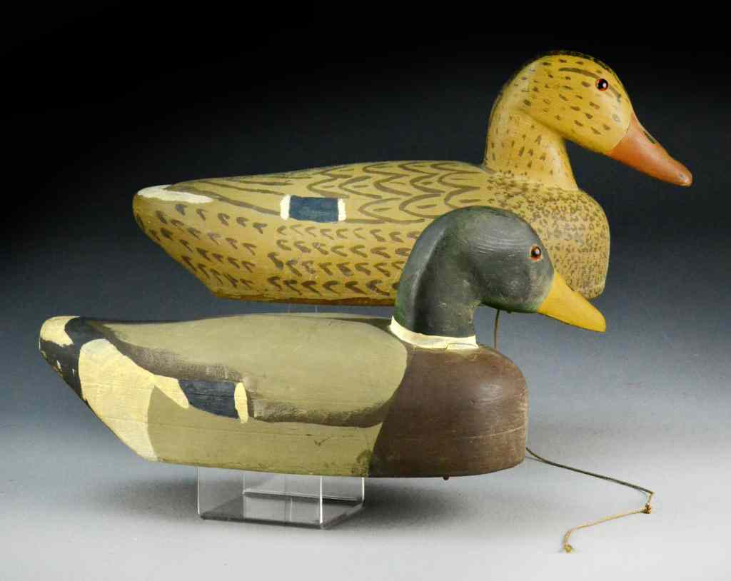 Appraisal: Wm Schmidt Mallard Duck Decoys - PairPolychrome painted and having