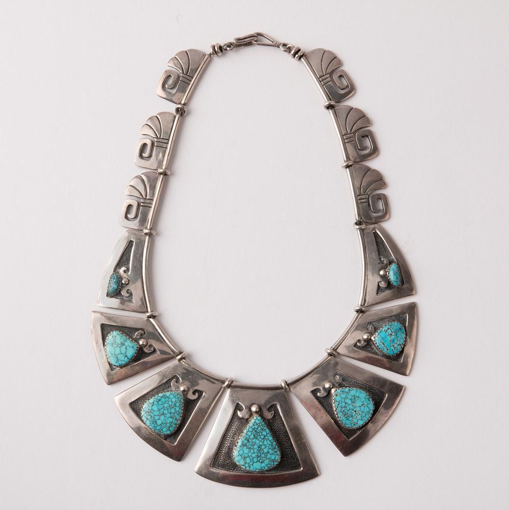 Appraisal: LEWIS LOMAY HOPI TURQUOISE NECKLACE A Hopi necklace by distinguished