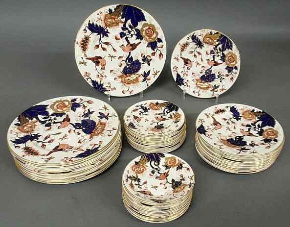 Appraisal: Partial English Coalport china service decorated with colorful birds flowers