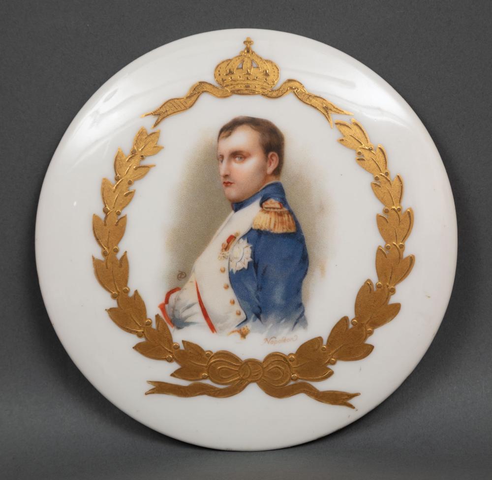 Appraisal: Limoges Porcelain Plaque of Napoleon late th c signed CD