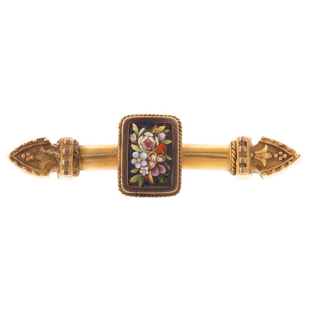 Appraisal: A Victorian Floral Micromosaic Pin in K K yellow gold