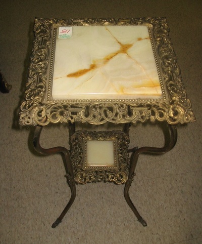 Appraisal: VICTORIAN BRASS AND ONYX MARBLE LAMP STAND American late th