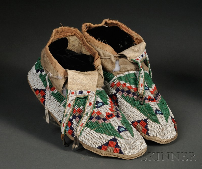 Appraisal: Central Plains Beaded Hide Moccasins Lakota c early th century