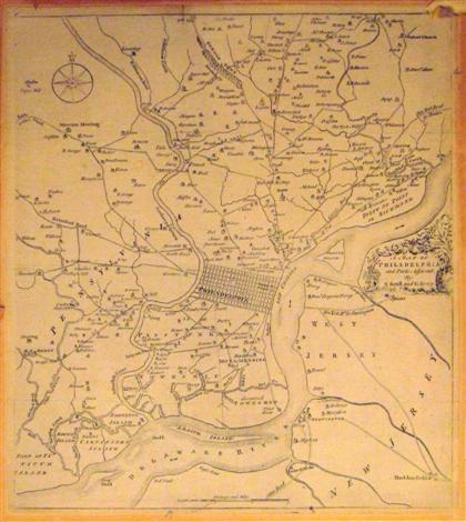 Appraisal: pieces Philadelphia Graphics Engraved Map Scull N Heap N A