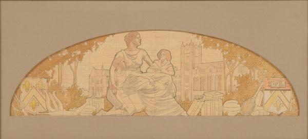 Appraisal: Allegorical Academic pediment illustration mural study for University knowledge education