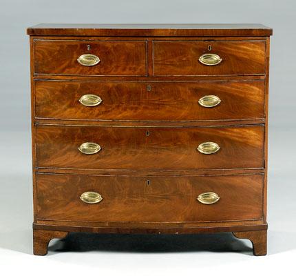 Appraisal: Hepplewhite chest of drawers figured mahogany five dovetailed drawers with