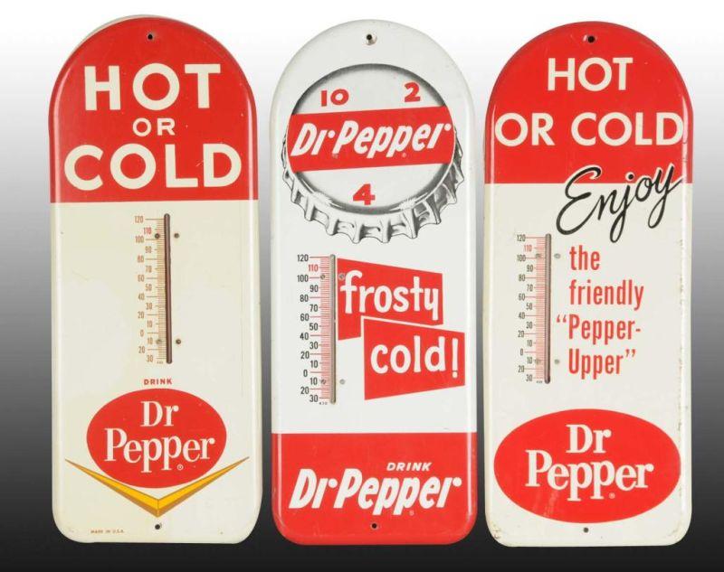 Appraisal: Lot of Assorted Dr Pepper Tin Thermometers Description Circa s