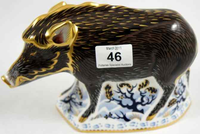 Appraisal: Royal Crown Derby Large Paperweight of The Wild Boar silver