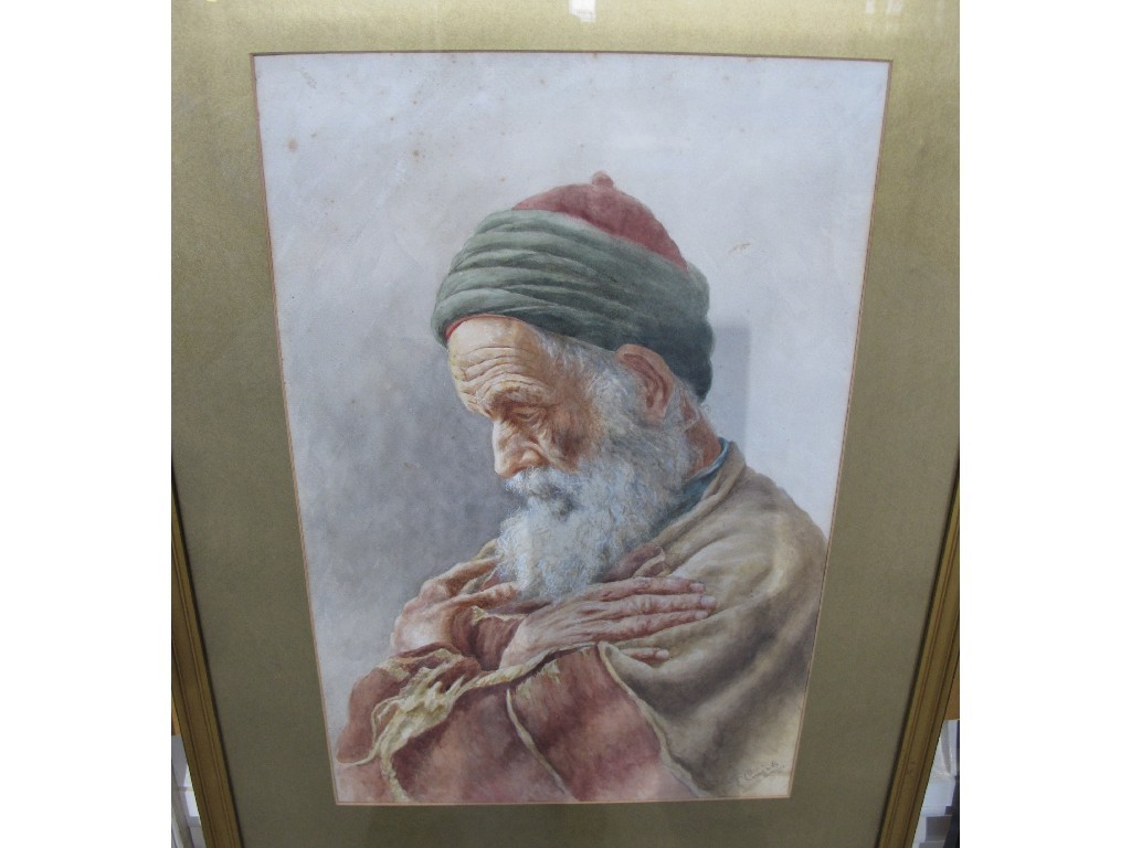 Appraisal: Continental watercolour study of an old man signed lower right