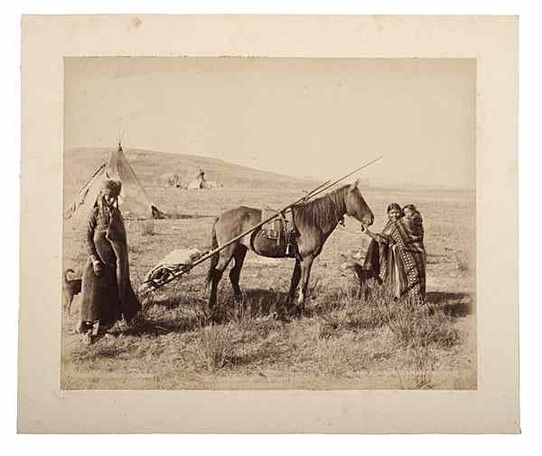 Appraisal: William Notman Photograph of a Plains Cree Family Travois Albumen