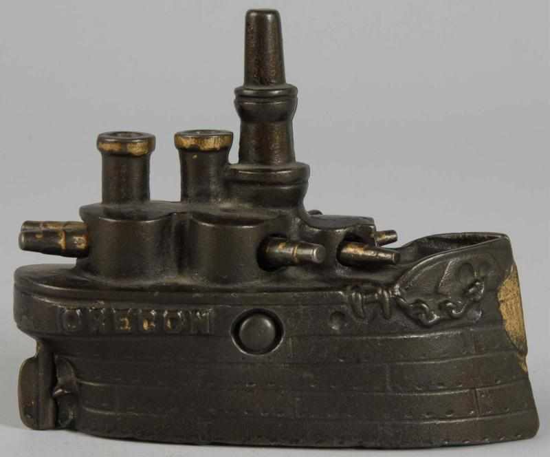 Appraisal: Cast Iron Oregon Battleship Still Bank Description Circa to Manufactured