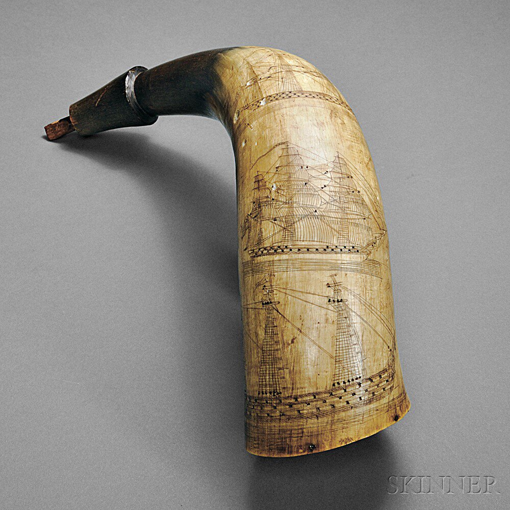 Appraisal: Decorated Powder Horn NATHANIEL LOVETT America late th century with