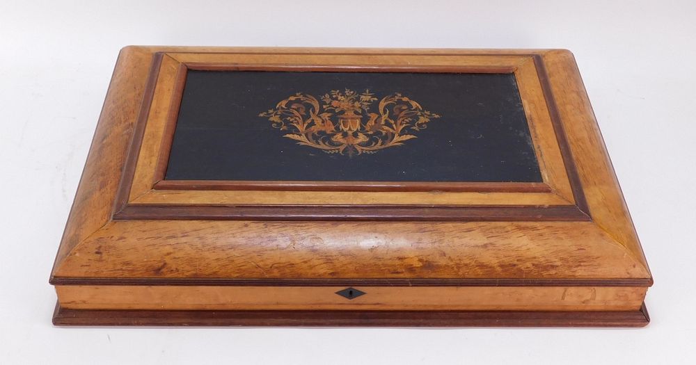 Appraisal: Napoleon III Marquetry Inlaid Sewing Collector Box France th Century