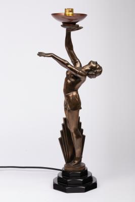 Appraisal: An Art Deco style figural lamp the bronzed metal figure