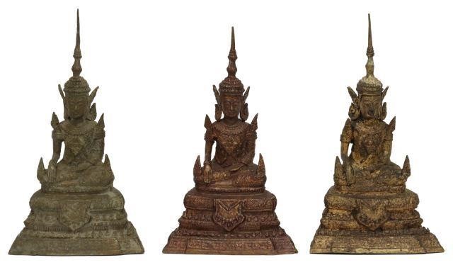 Appraisal: lot of Thai bronze Rattanakosin style seated Buddha figures in