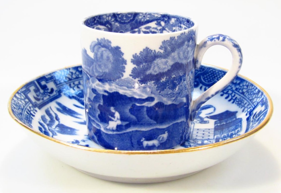 Appraisal: A thC blue and white transfer print oriental design saucer