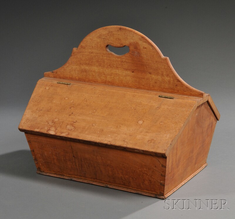 Appraisal: Cherry Cutlery Box America th century with shaped and cut