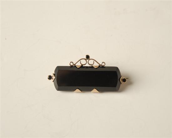 Appraisal: A th C Onyx Mourning Brooch a beveled edge onyx