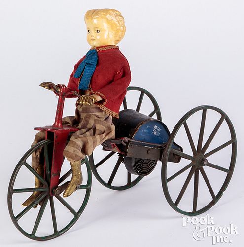 Appraisal: GEORGE BROWN BOY ON VELOCIPEDEGeorge Brown boy on velocipede cloth