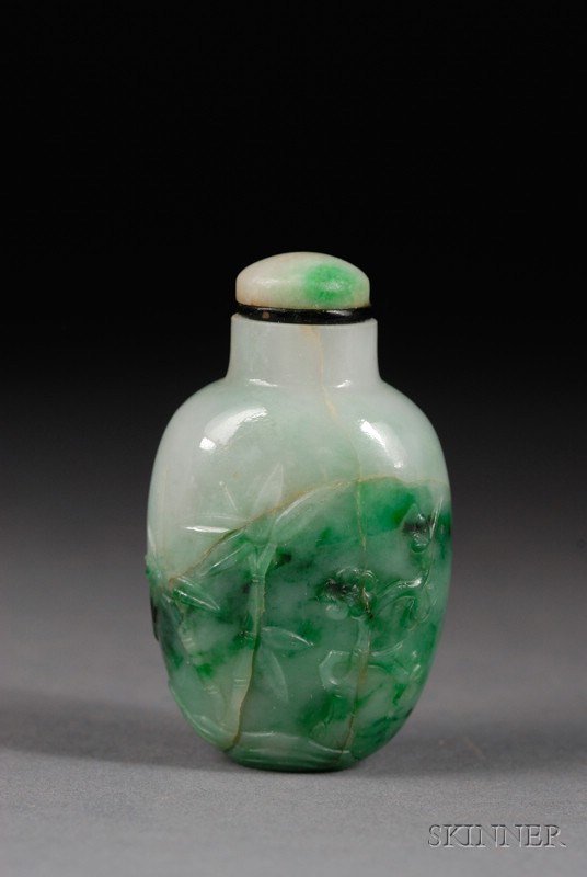 Appraisal: Jade Snuff Bottle China th century stone of pale green