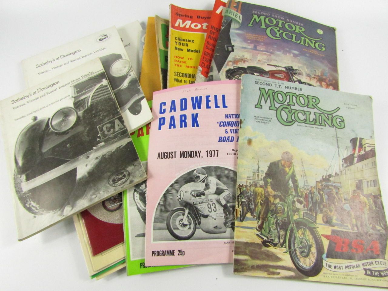 Appraisal: Motor Cycle Magazines onwards motorcycle race programmes Cadwell Park Brands