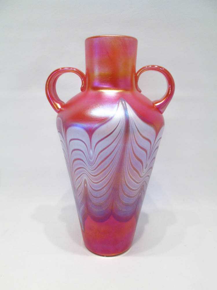 Appraisal: IGOR MULLER CZECH ART GLASS VASE having applied handles on