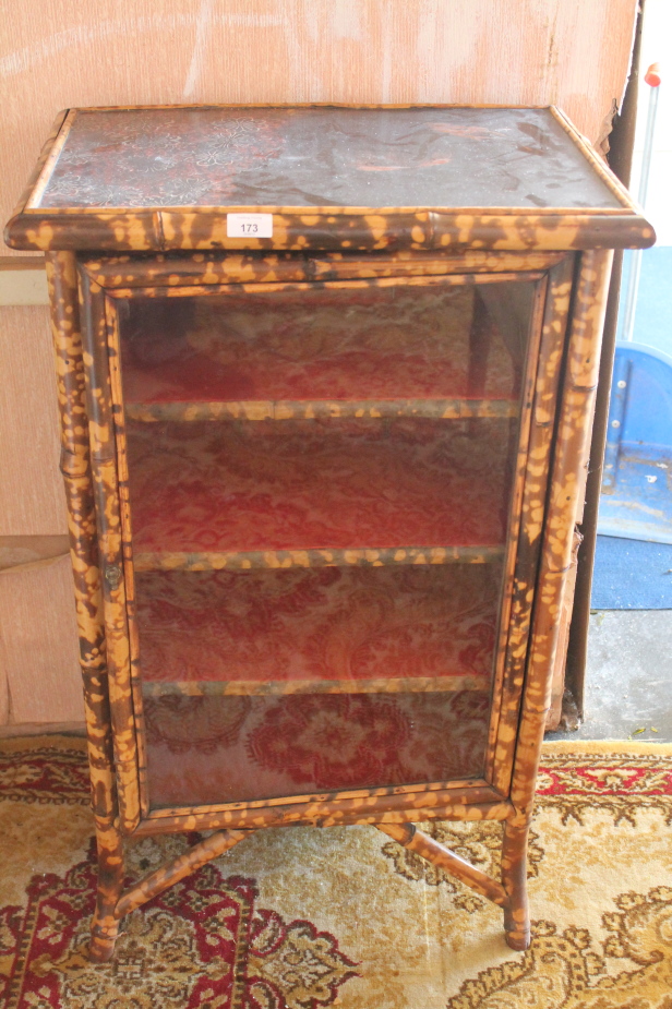 Appraisal: A Victorian bamboo and lacquer side cabinet