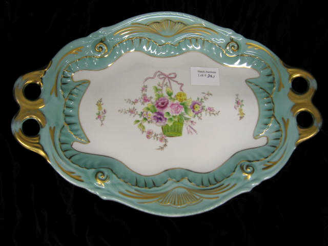 Appraisal: Limoges Porcelain Dresser Tray basket of flowers design