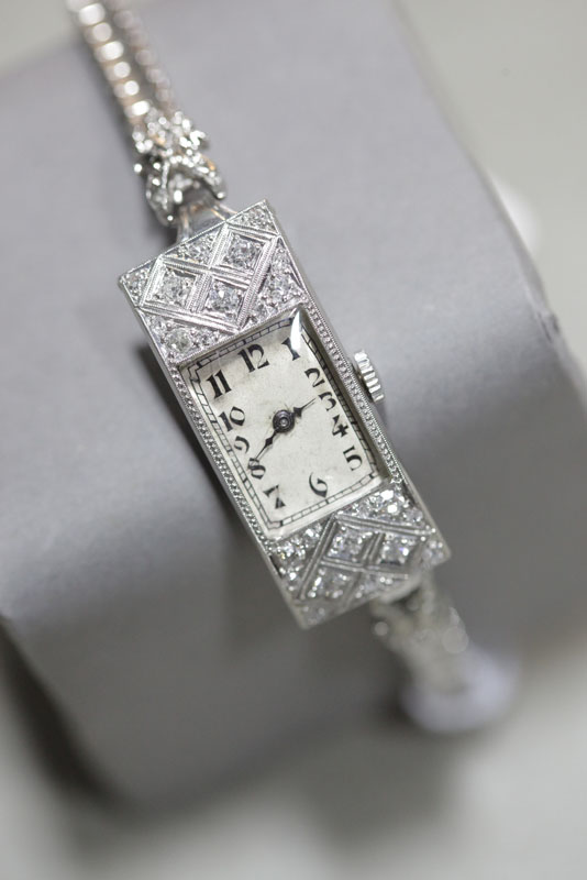 Appraisal: LONGINES LADIES WRIST WATCH Art Deco platinum and diamond wrist