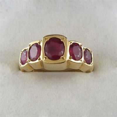 Appraisal: A ruby five stone ring set with five graduated rubies