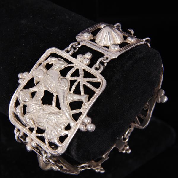 Appraisal: Peruzzi Italian Sterling Silver Dancing Couple Figural Embossed Openwork Bracelet