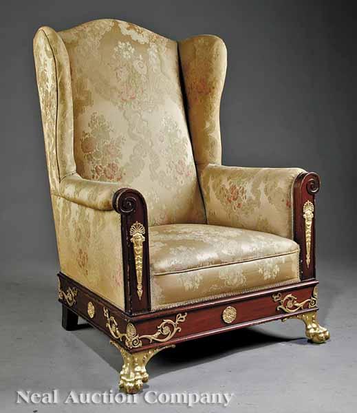 Appraisal: A Charles X Gilt Bronze-Mounted Mahogany Fauteuil Anglais early th