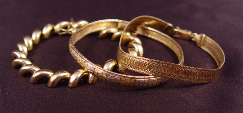 Appraisal: LOT OF THREE k GOLD BRACELETS San Marco yellow gold