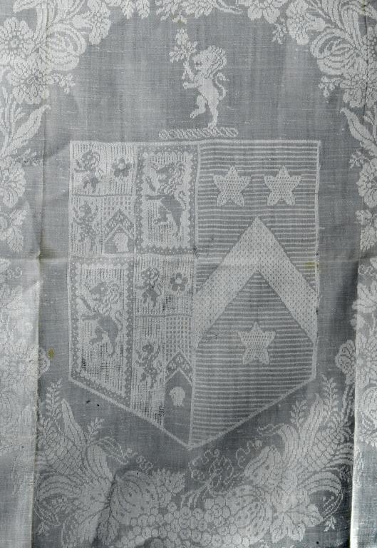 Appraisal: FOUR DAMASK TABLECLOTHS with the arms of Wynne impaling Hildyard