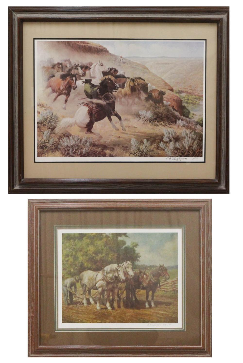 Appraisal: EDWARD B QUIGLEY Oregon - two offset lithographs farmer with