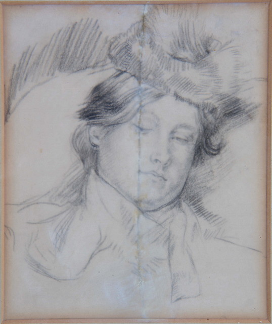 Appraisal: AUGUSTUS JOHN - Portrait of Ursula Nettleship pencil drawing x