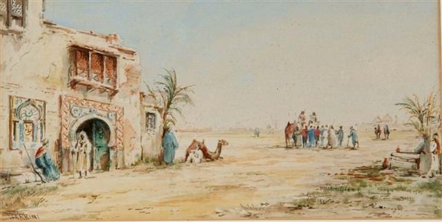 Appraisal: E PARRINI th th Century A Middle Eastern desert scene