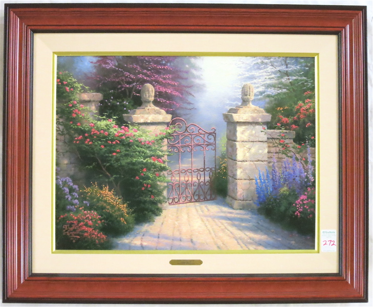 Appraisal: THOMAS KINKADE EMBELLISHED OFFSET LITHOGRAPH ON CANVAS American - The