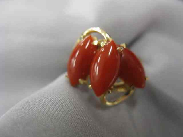 Appraisal: Red Coral Ring marquise stones in kyellow gold