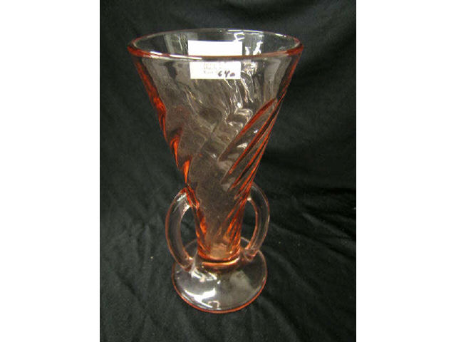 Appraisal: Pink Depression Glass Vase handled base