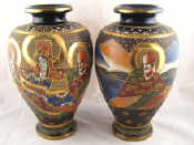 Appraisal: A pair of Japanese ceramic baluster vases with traditional gilt