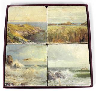 Appraisal: lot of Boxed tile coasters depicting seascapes by William Trost