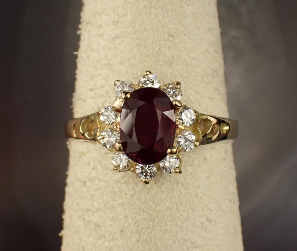 Appraisal: RUBY DIAMOND AND FOURTEEN KARAT GOLD RING The yellow gold