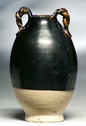 Appraisal: LATE TANG GLAZED POTTERY VASE Very unusual Chinese late Tang