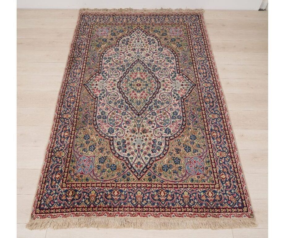 Appraisal: Kirman centerhall carpet with overall colorful floral pastel colors '